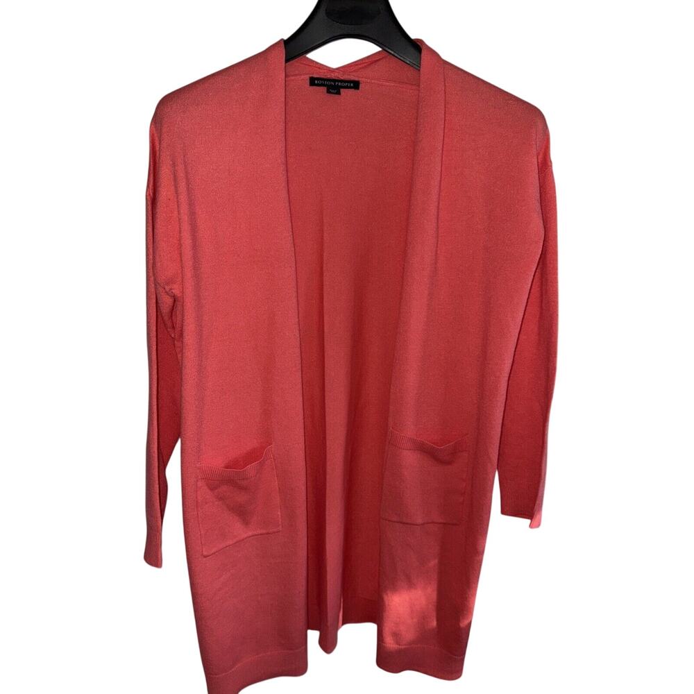 Boston Proper Coral Long Open Cardigan XL
